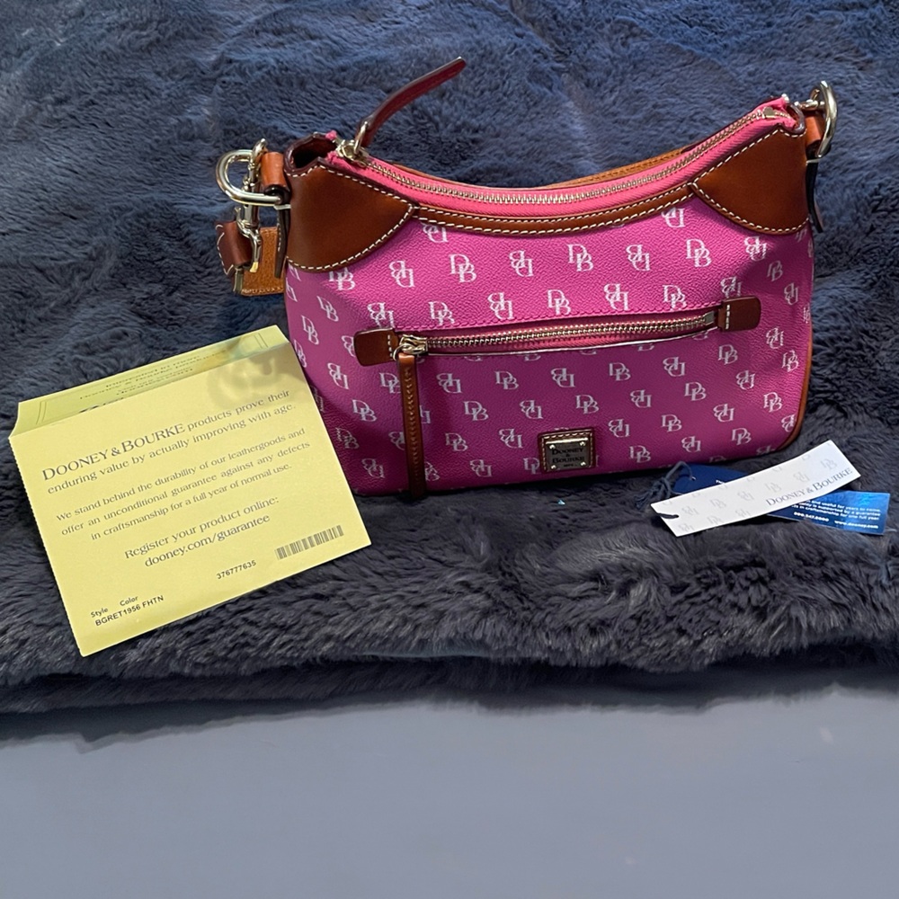 Dooney & Bourke Pink Crossbody Bag with Brown Accents